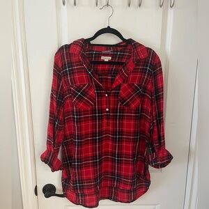 Plaid quarter-button shirt